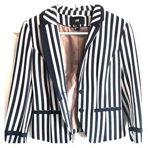 Navy blue & white strip blazer